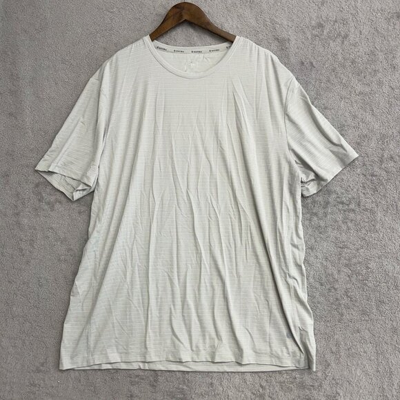 NWOT Soybu Men's XXL Light Gray Stripped Short Sleeve Crew Neck Active Shirt - Picture 1 of 9